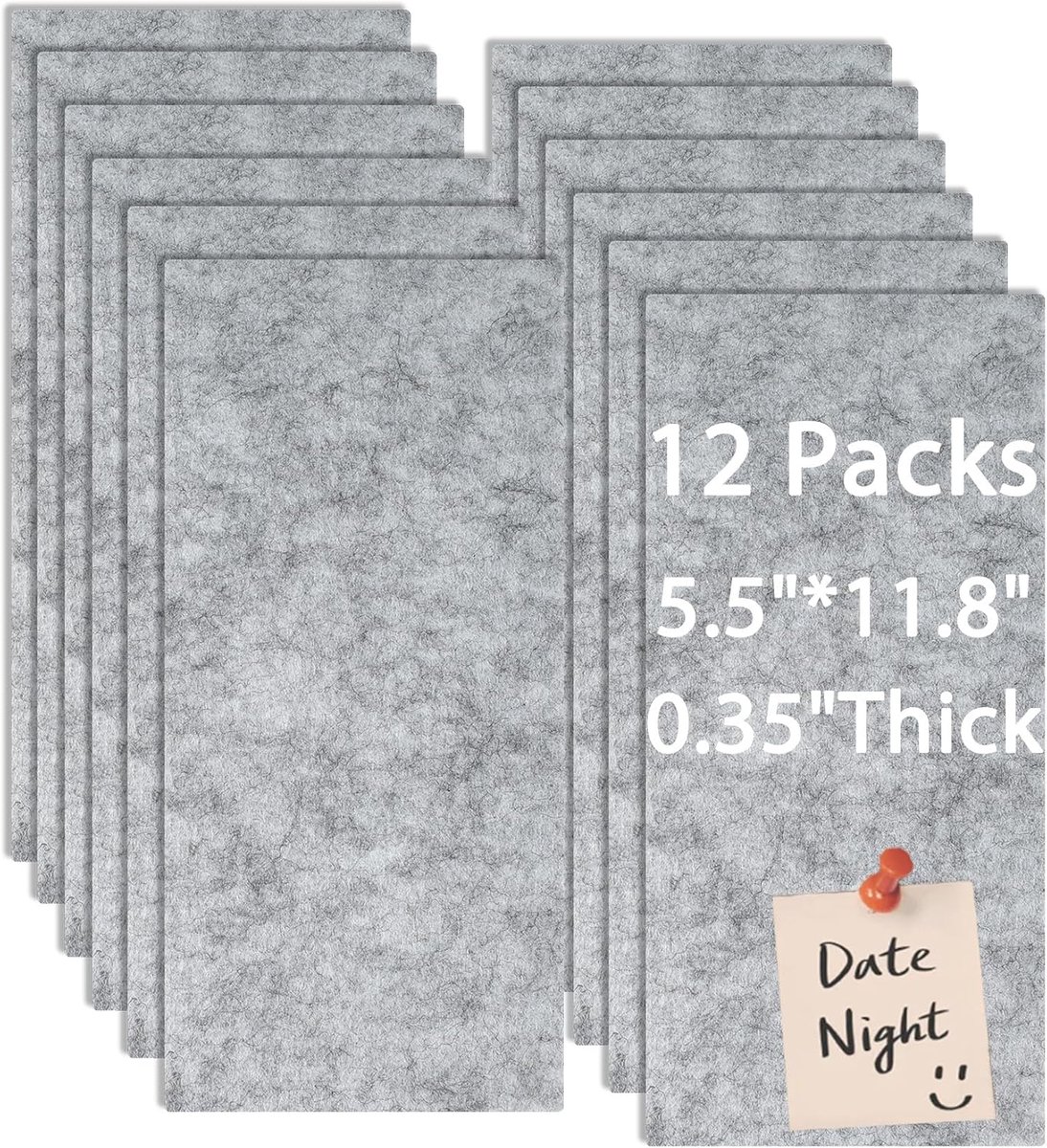 Vilten prikbord - Zelfklevend - 30 x 14 cm - 12 stuks - Wanddecoratie - Thuis, Kantoor, Klaslokaal