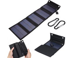 Zonnepaneel-5 borden-Zonnepanelen zijn opvouwbaar-Zonnecellen Oplaadbatterij -zonnepaneel powerbank-15W 5V USB zonnepaneel-zonnepanelen met stekker-zwart