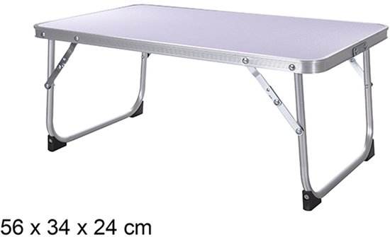 CM Camping tafel - aluminium - opvouwbaar en lichtgewicht - wit - 56 x 34 x 24 cm - bijzettafel van Merkloos — afbeelding 2