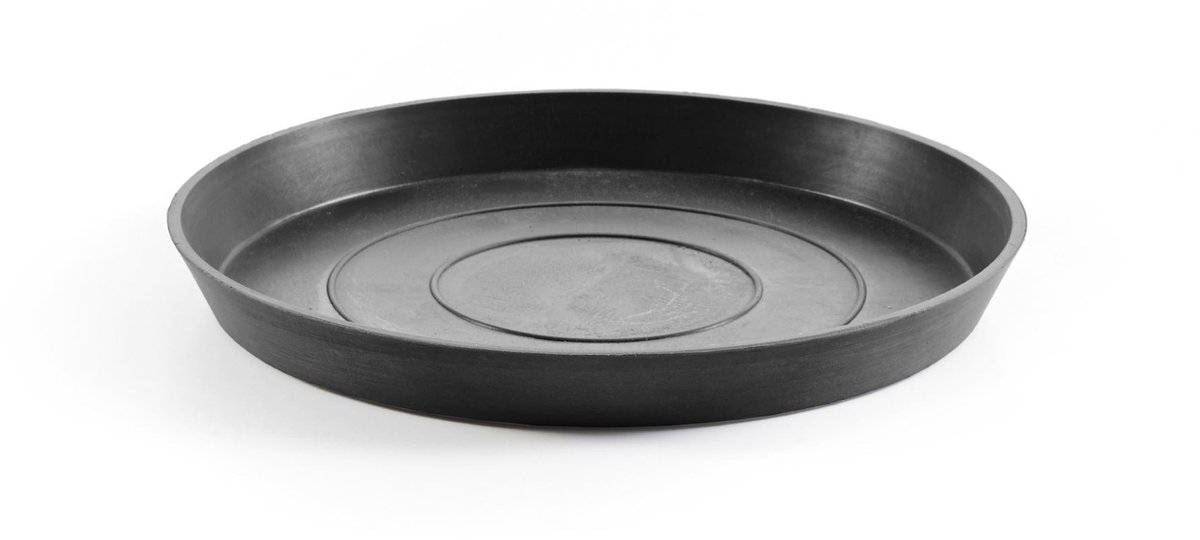 Ecopots Saucer Round - Dark Grey - Ø21 x H2,5 cm - Ronde donkergrijze onderschotel met waterreservoir
