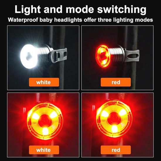 Kinderwagenverlichting op Batterijen - LED Veiligheidsverlichting met 3 Lichteffecten en Waterdichte Reflectoren - Accessoires voor Kinderwagens (4 Stuks) van Merkloos — afbeelding 2