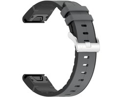 Hybride siliconen-leren bandje - geschikt voor Garmin Fenix 3 / 5X / 5X Plus / 6X / 6X Pro / 7X / 7X Pro / 8 (51 mm) / Quatix 3 / 6X / Tactix (7) / Enduro (2) / Descent Mk1 / Mk2(i) / Mk3i 51 mm / D2 / Epix Pro Gen 2 51 mm - grijs
