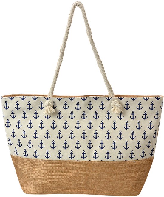 Clayre & Eef Strandtas 55x36 cm Wit Synthetisch