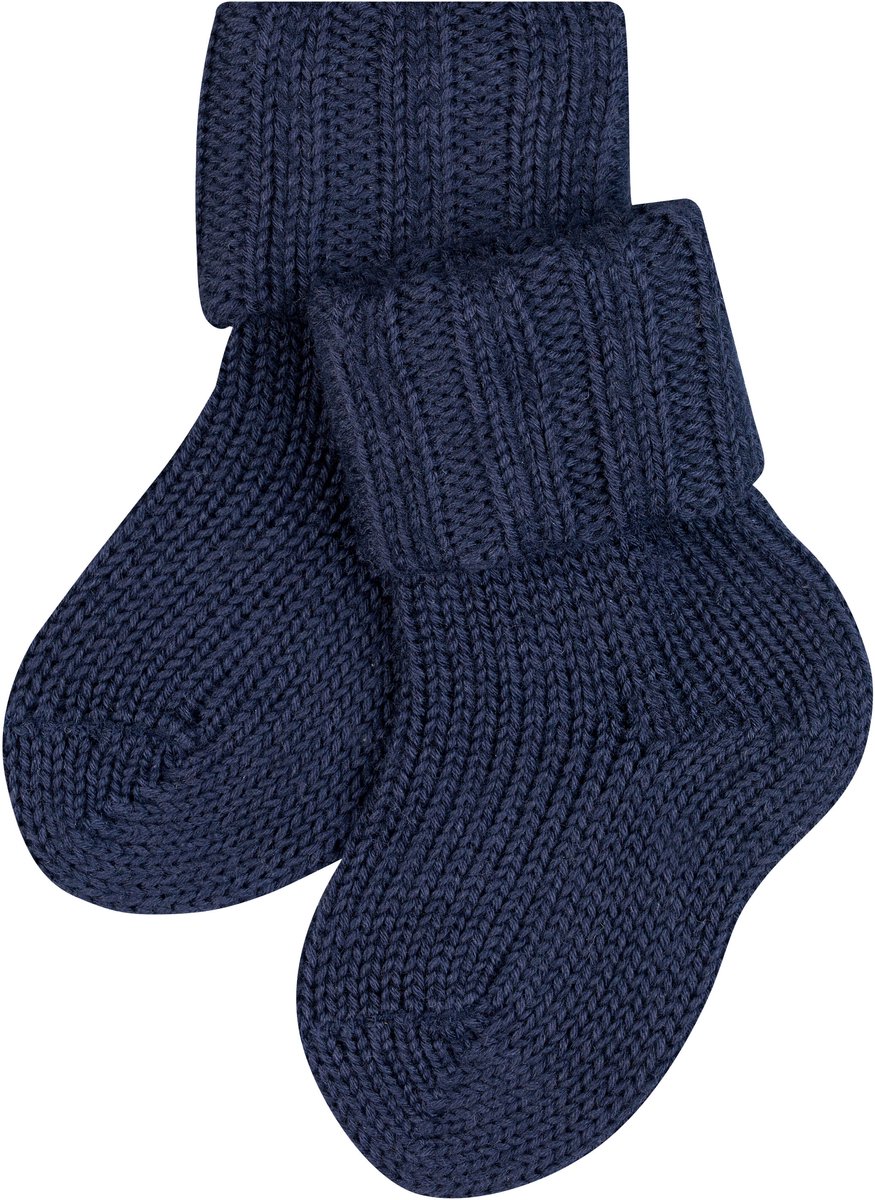 FALKE Flausch eenkleurig wol katoen sokken baby blauw - maat 74-80