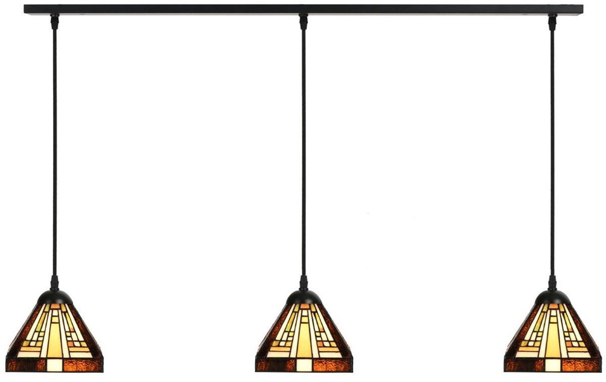 3 x Tiffany Rising Sun Small lampen aan plafondbalk - Art Deco Trade