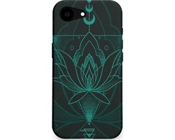 Casetastic hoesje geschikt voor Apple iPhone 16e / Apple iPhone 17e - MagSafe - Dubbellaagse bescherming - Lotus Zen - Fashion Case - Zwart Petrol