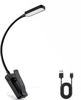 Bol.com Leeslampje met Klem - Dimbaar en Oplaadbaar - Leeslampje voor Boek - 3 Lichtstanden - Buigbaar - Zwart - van Saaf aanbieding