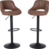 Tabouret de bar Industrial Alora marron foncé - Lot de 2 tabourets de Tabourets de bar - Tabouret de bar avec dossier - Chaise de cuisine