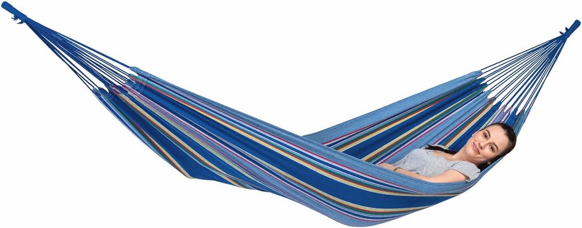 Ocean hangmat 200x100cm tot 120kg Weerbestendig UV-bestendig blauw gestreept - Tahiti