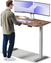 Desktronic HomeOne Zit-sta Bureau Elektrisch In Hoogte Verstelbaar, 140x70cm, Grijs/Notenhout, Stille Dubbele Motor, Hoogte 72-119cm