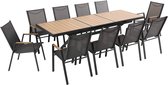 Oviala - Rechthoekige uitschuifbare tuintafel 187/250 cm en 10 stoelen - Savannah