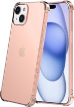 Smartphonica Telefoonhoesje geschikt voor iPhone 15 - Transparant Shockproof siliconen Hoesje met Stootrand – Lichtroze geschikt voor iPhone 15