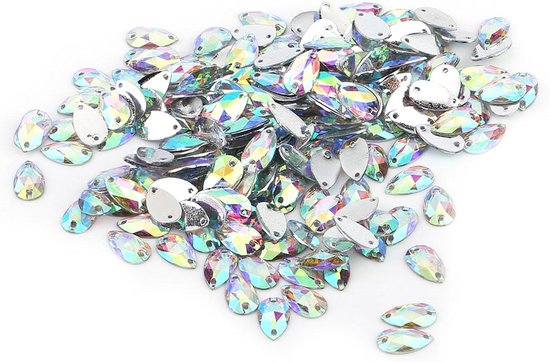 Zilveren oorknoppen met zirkonia's in druppelvorm - 16 x 11.3 mm
