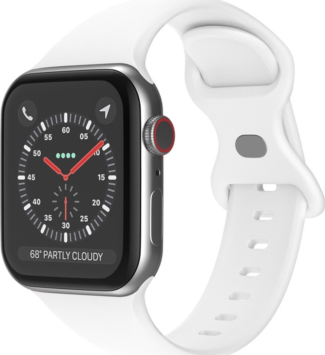 Mobigear Siliconen Watch bandje geschikt voor Apple Watch Bandje Druksluiting | Mobigear Sport Dual - 42/41/40/38 mm - Wit