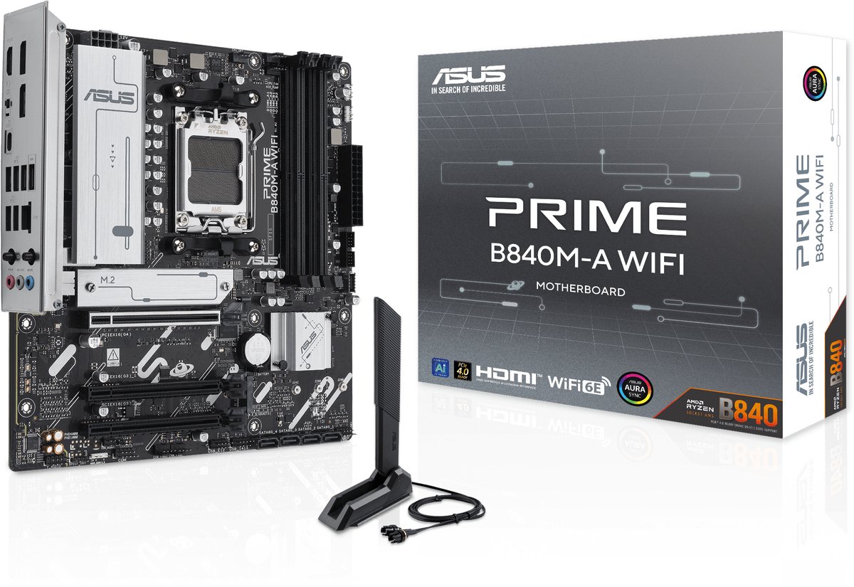 ASUS Prime B840M-A WIFI - Moederbord - Socket AM5 - Micro-ATX - AMD B840 chipset
