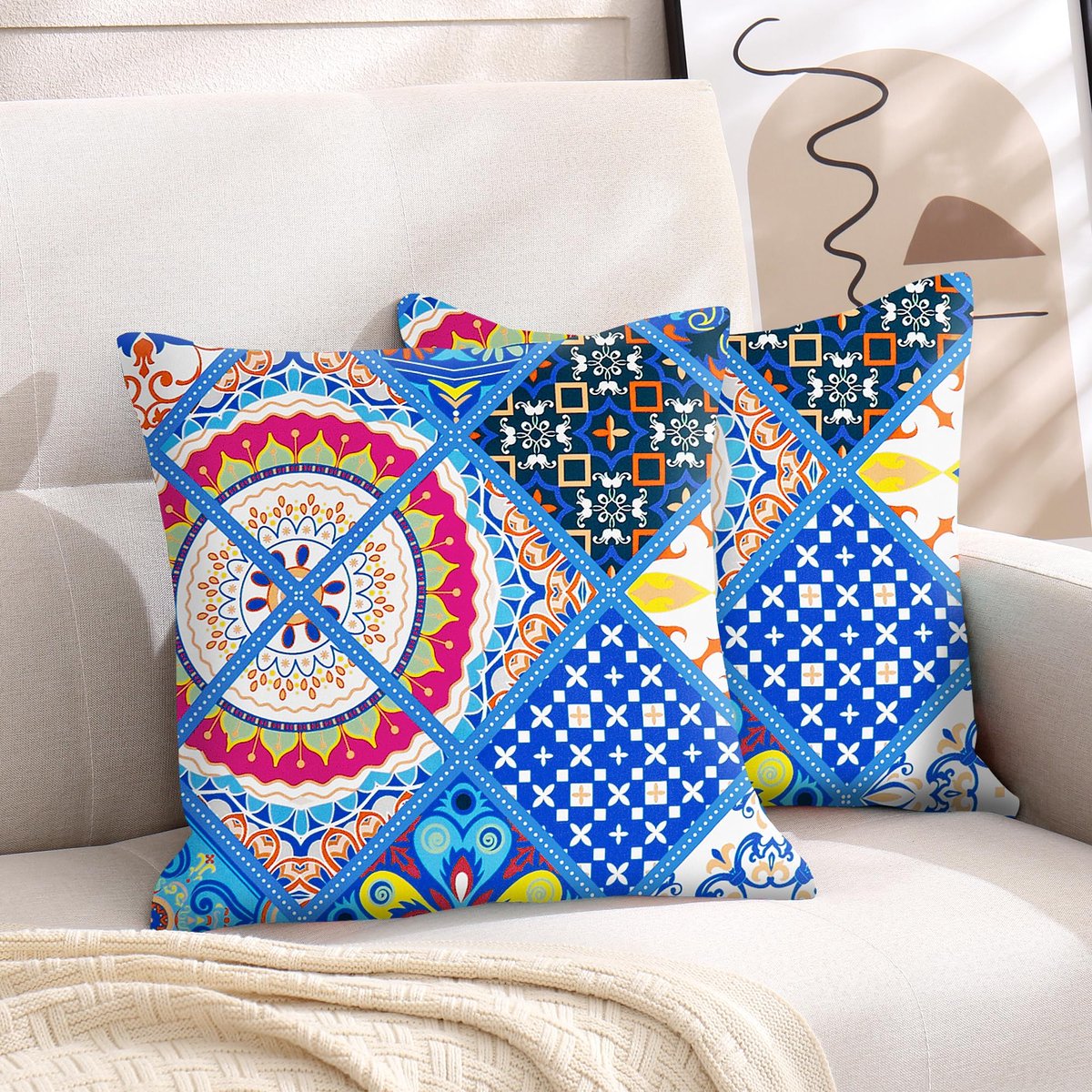 Ibenzoa® Set van Twee Kussenslopen 40x40 cm met Paisleypatroon