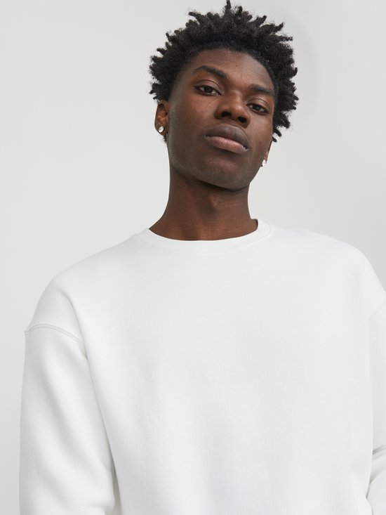 JACK & JONES Star basic sweat ras du cou coupe classique - sweat homme en coton mélangé avec col rond - blanc cassé - Taille : S