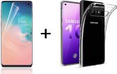 Ntech Samsung Galaxy S10 PET Folie Screenprotector | Fingerprint Unlocking + TPU Back Cover Clear