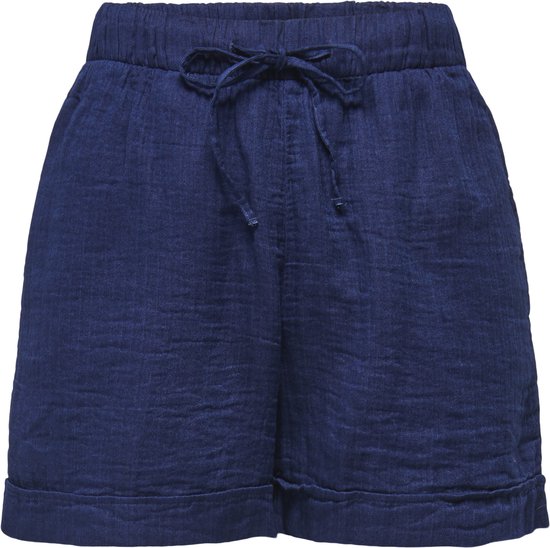 Only Leoni Seersucker Pull-On Shorts - Short Femme - Vintage Indigo
