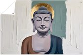 Abstracte serene Boeddha met aureool - Boeddha tuinprint - Tuinversiering religie - Abstracte kunst - Tuin accessoires - Tuindecoratie poster - tuinposter 45x30 cm