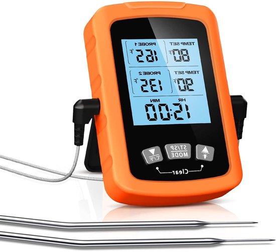 DOQAUS Keukenthermometer, Digitale Vleesthermometer, Grillthermomete Braadthermometer, Instant-Read Thermometer met 3s Directe Uitlezing, Lange Sonde en LCD-scherm, voor Keuken, Grill, BBQ