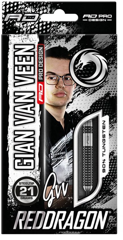 Dardos Red Dragon Gian van Veen Tour Edition 90% Punta de Plástico