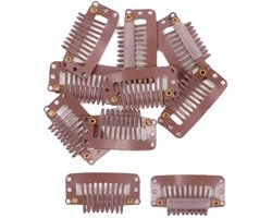 Clip voor Extensions - Extension clips - Bruin- 32MM - 9 tands - Klemmetjes voor haarextensions - 10 stuks - CHPN