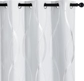 Set de 2 Rideaux pour Salon Rideau Occultant Moderne avec Anneaux de Trame Rideau Thermique Opaque Gris Blanc Rideaux Décoratifs Rideaux avec Motif à Rayures Argentées H 245 x L 140 cm