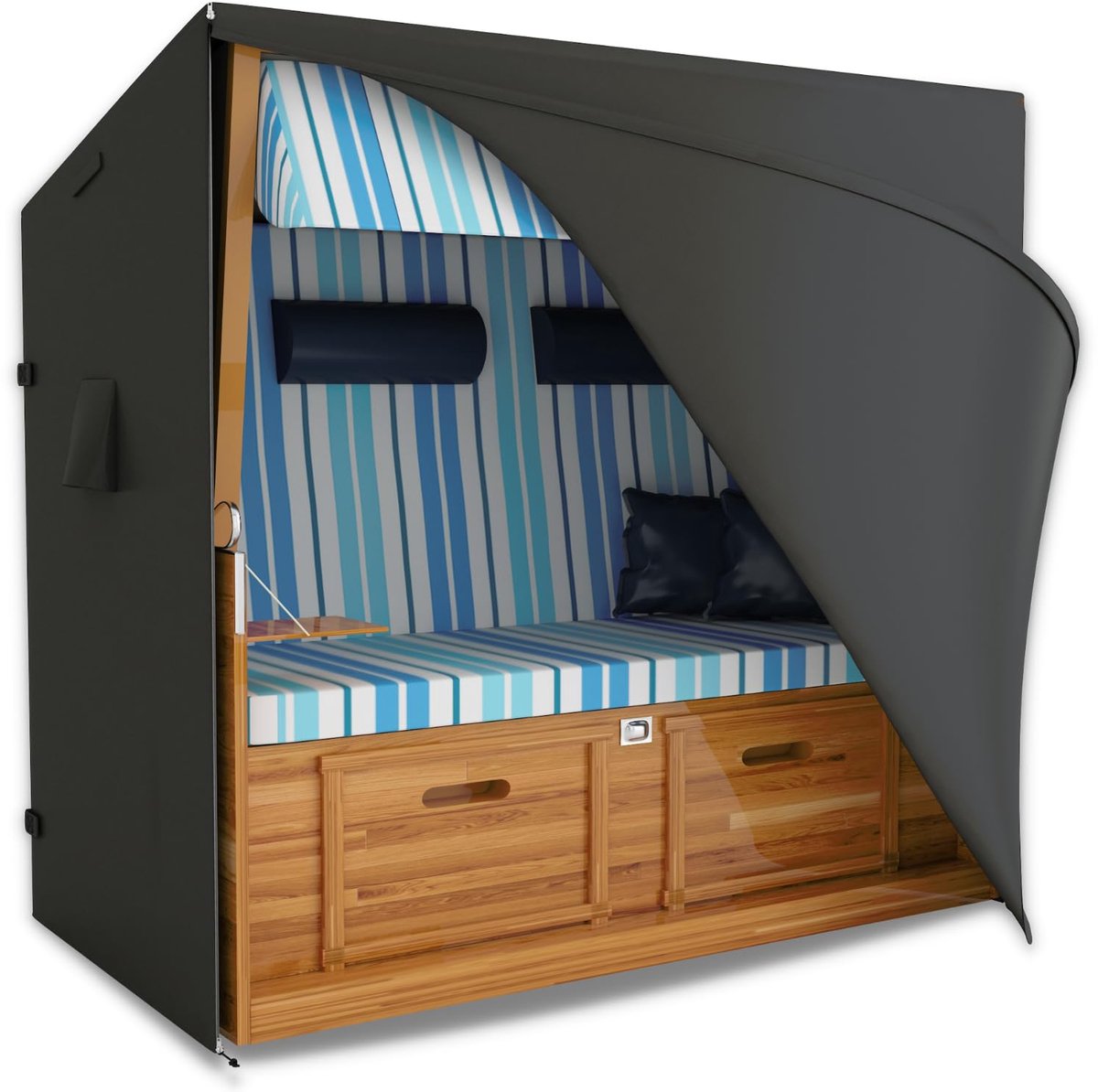 Unyqoos Ultieme Weerbestendige Beschermhoes voor Strandstoel met Innovatief Ventilatiesysteem - 155 x 90 x 160 cm zwart