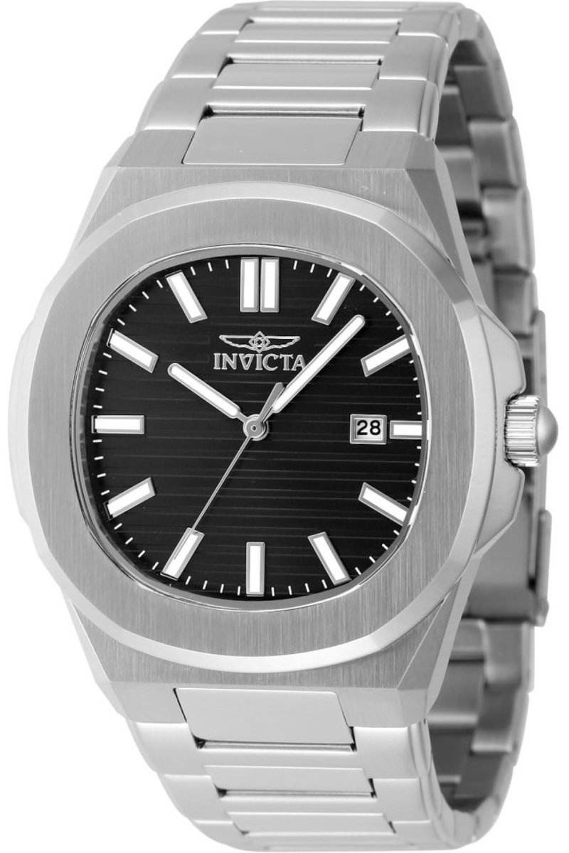 Invicta Speedway 48319 Heren Horloge - Waterdicht - Analoog - Quartz Uurwerk - Roestvrij Staal met zwarte Wijzerplaat - 41mm