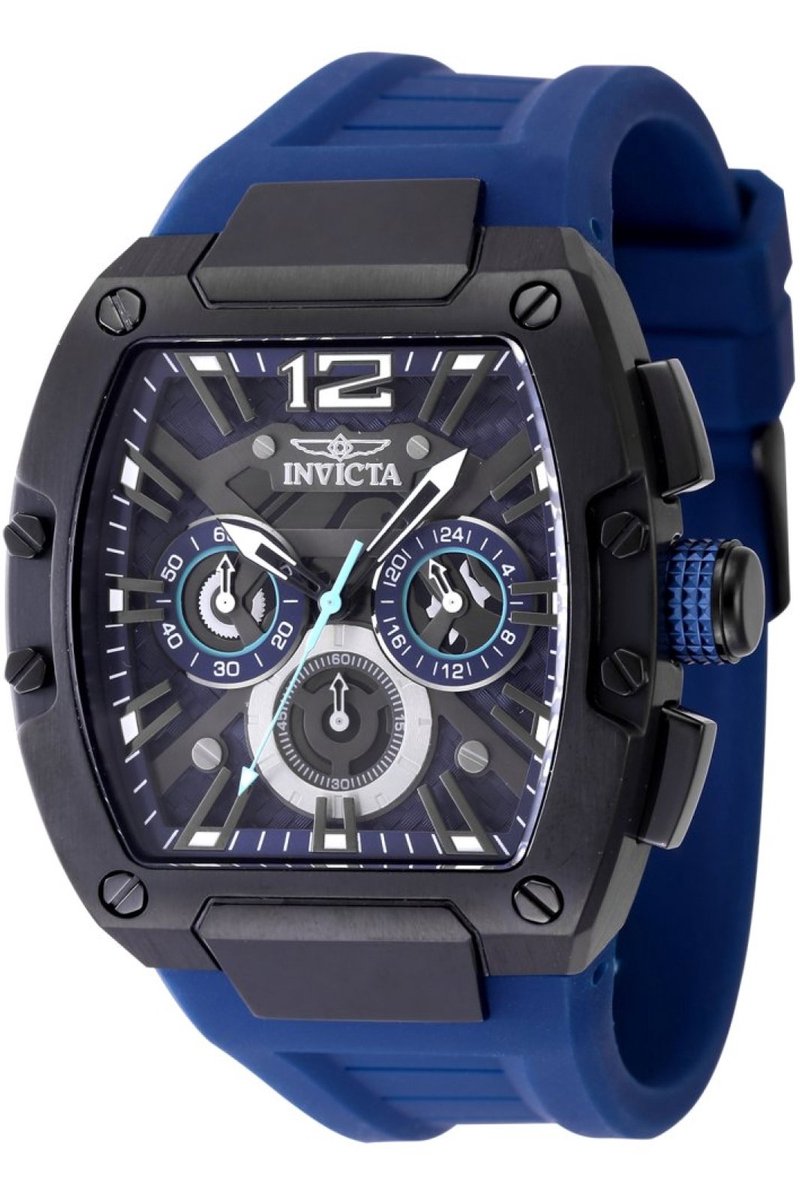 Invicta Racing 48475 Heren Horloge - Waterdicht - Analoog - Quartz Uurwerk - Roestvrij Staal met blauwe Wijzerplaat - 43mm