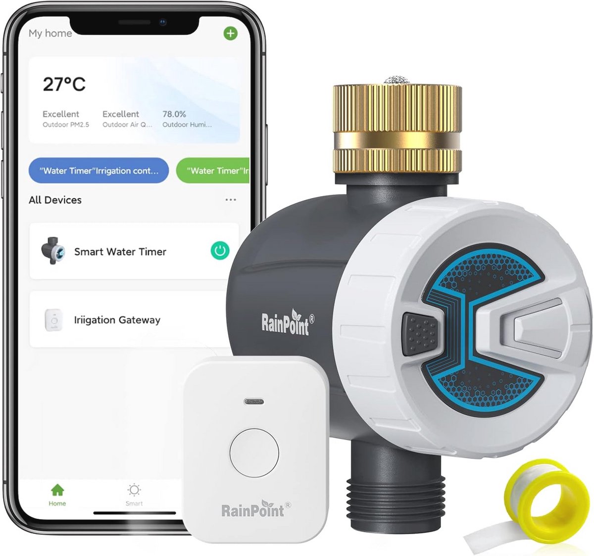 Slimme WiFi Sprinklertimer voor Tuinbesproeiing - Auto Irrigatiesysteem met APP Bediening via 2,4 GHz WiFi en Bluetooth