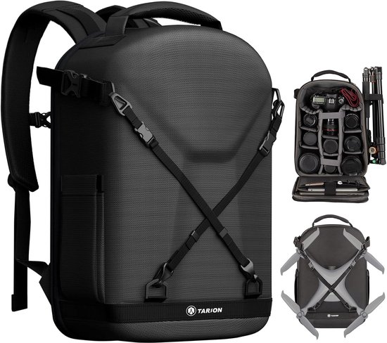 TARION Camera backpack photo backpack large 2-in-1 with additional camera case for SLR D-SLR (25 liters, black