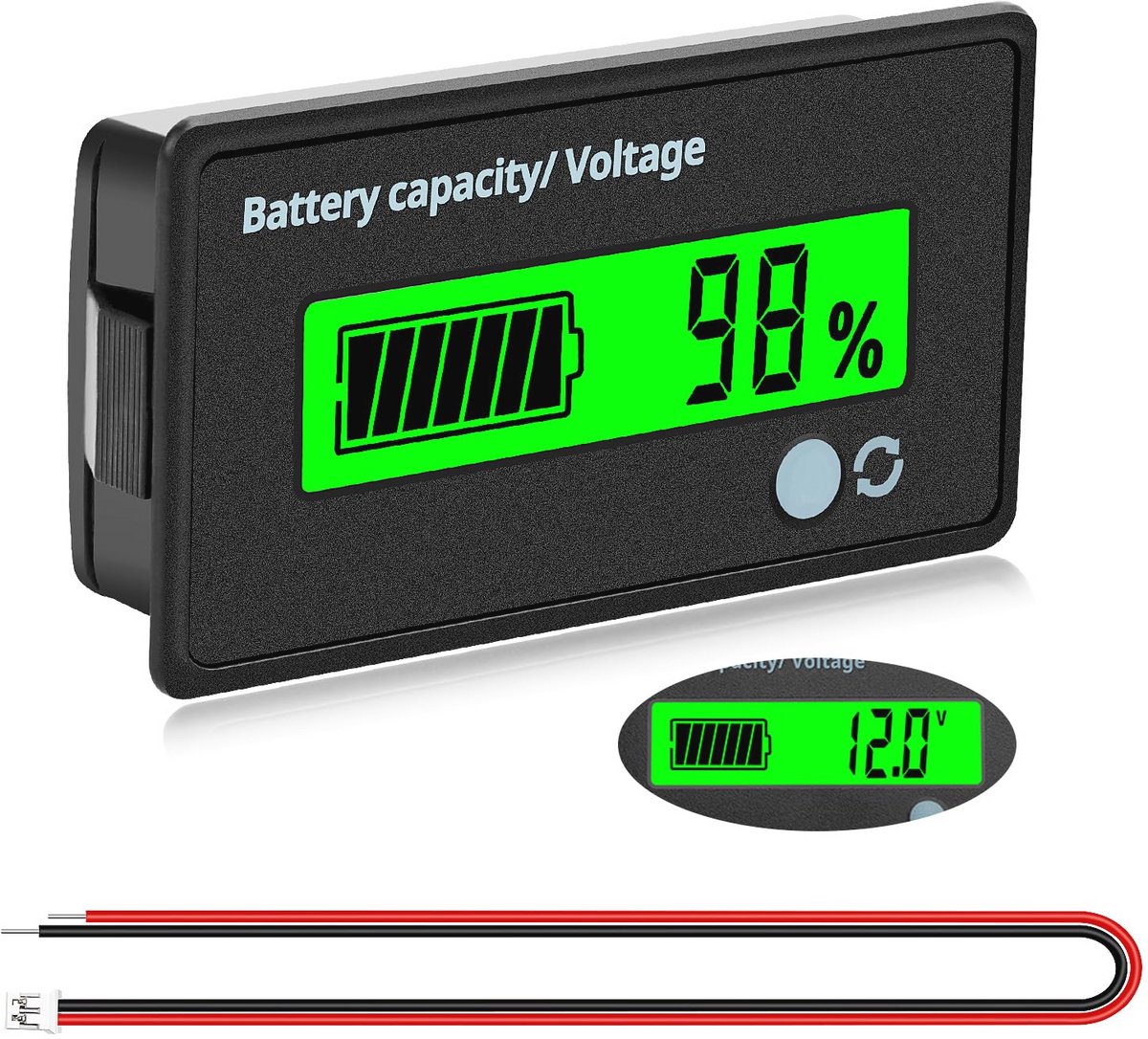 Universele Batteriecapaciteit Voltmeter met LCD Scherm – Spanningsmeter 12V tot 72V