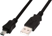 Digitus USB-kabel USB 2.0 USB-A stekker, USB-mini-B stekker 3.00 m Zwart Rond, Afgeschermd (dubbel)