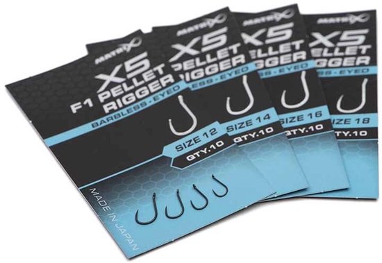Matrix X5 F1 Pellet Rigger Eyed-Barbless (10 pcs) - Maat : 16 van Matrix — afbeelding 3