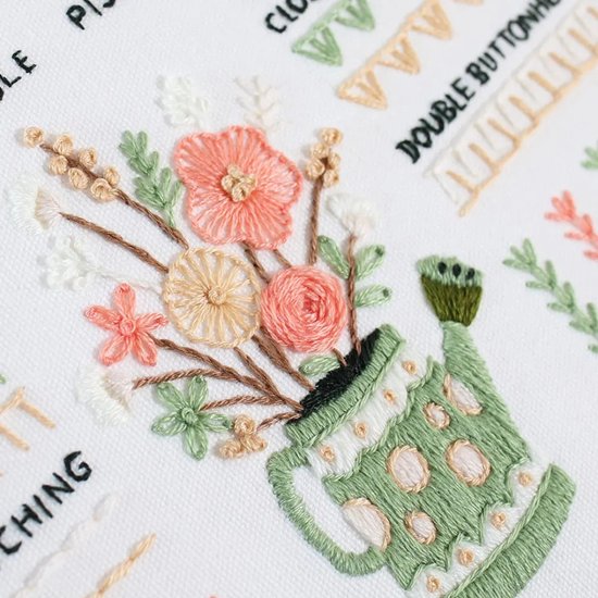 VynyQoo 4pcs Borduursets voor Beginners met bloemenpatroon, Borduurstarterkit voor Beginners en Volwassenen, Borduurset voor Volwassenen, Borduurgarenset Beginners om 28 verschillende Steken te leren