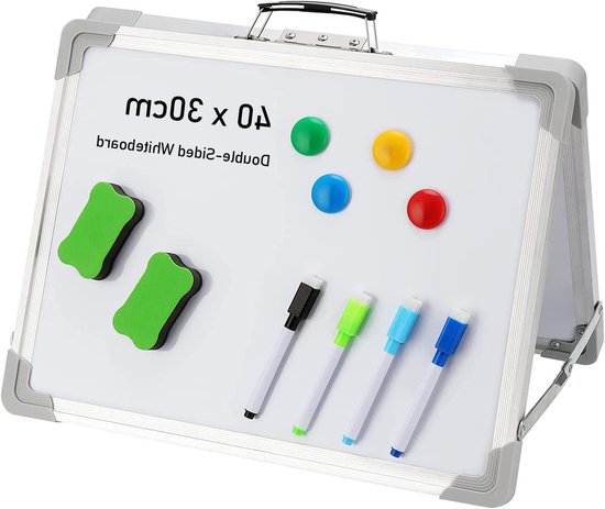 A4 Whiteboard, mini-whiteboard, dubbelzijdig klein whiteboard met 10 droge gummen voor het tekenen en schrijven van kinderen, perfect voor klaslokalen, huizen en kantoren