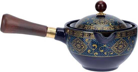 Enchanti Theepot, waterscheidingsglazen theepot met houten handvat, hekserij theepot, Magicals theepot, glazen theepot met zeef, heldere magische theepot