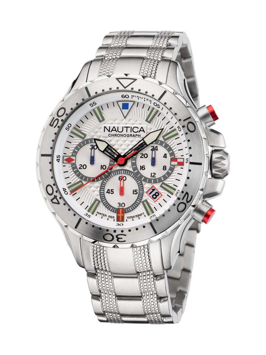 Nautica Nautica Gents Watch Quartz Analog Zilveren Toon Case: 100% Stainless Steel | Armband: 100% Stainless Steel 48 NAPNSF205