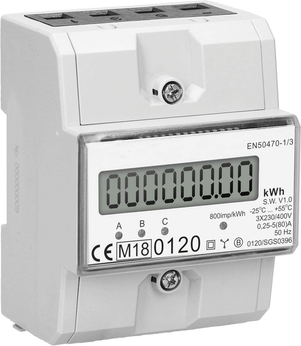 3-fase Energieteller 80A DIN TH-35mm, Nauwkeurige Energiebewaking