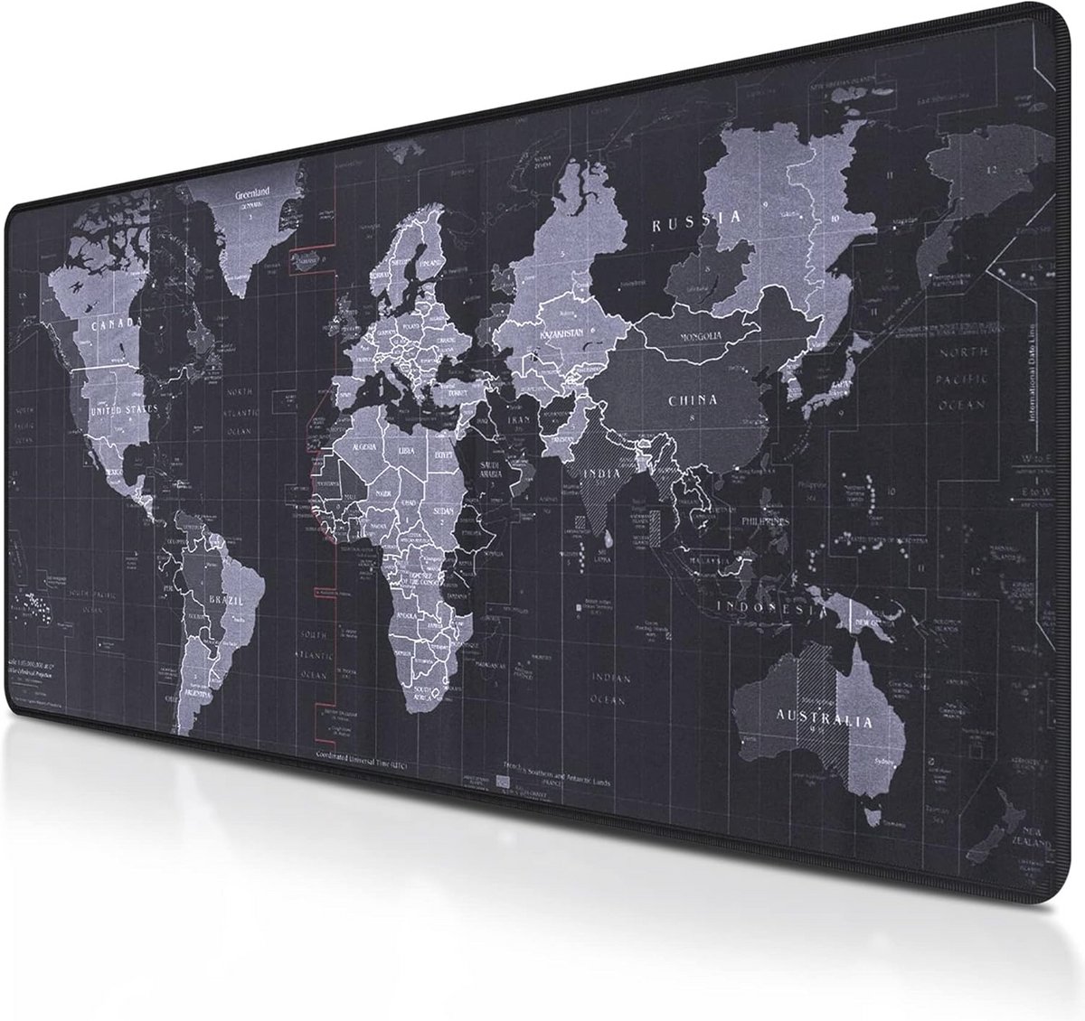 Grote Gaming Muismat Wereldkaart - 800 x 300 mm Antislip Bureauonderlegger