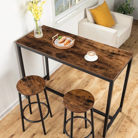 Set van 2 Barkrukken - met stabiel stalen frame, hoogte 75 cm -Bruin-zwart | Leen Bakker