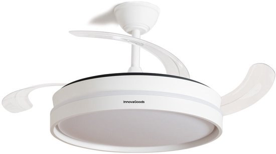Plafondventilator met LED verlichting, inklapbare bladen, 6 snelheden, timer, afstandsbediening, stil, DC-motor