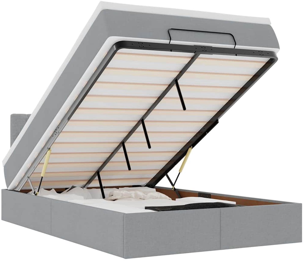 vidaXL - Bed - met - matras - 120x190 - cm - stof - lichtgrijs