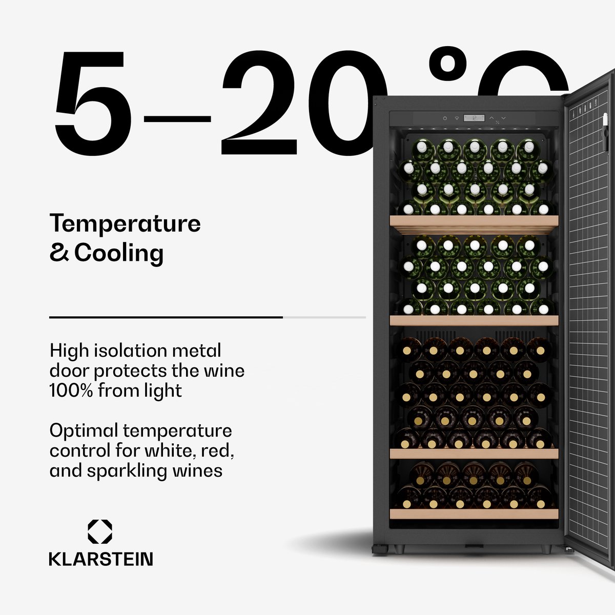 Klarstein CellarMax Wijnkoeler 155 Flessen Capaciteit 5-20°C - afbeelding 3