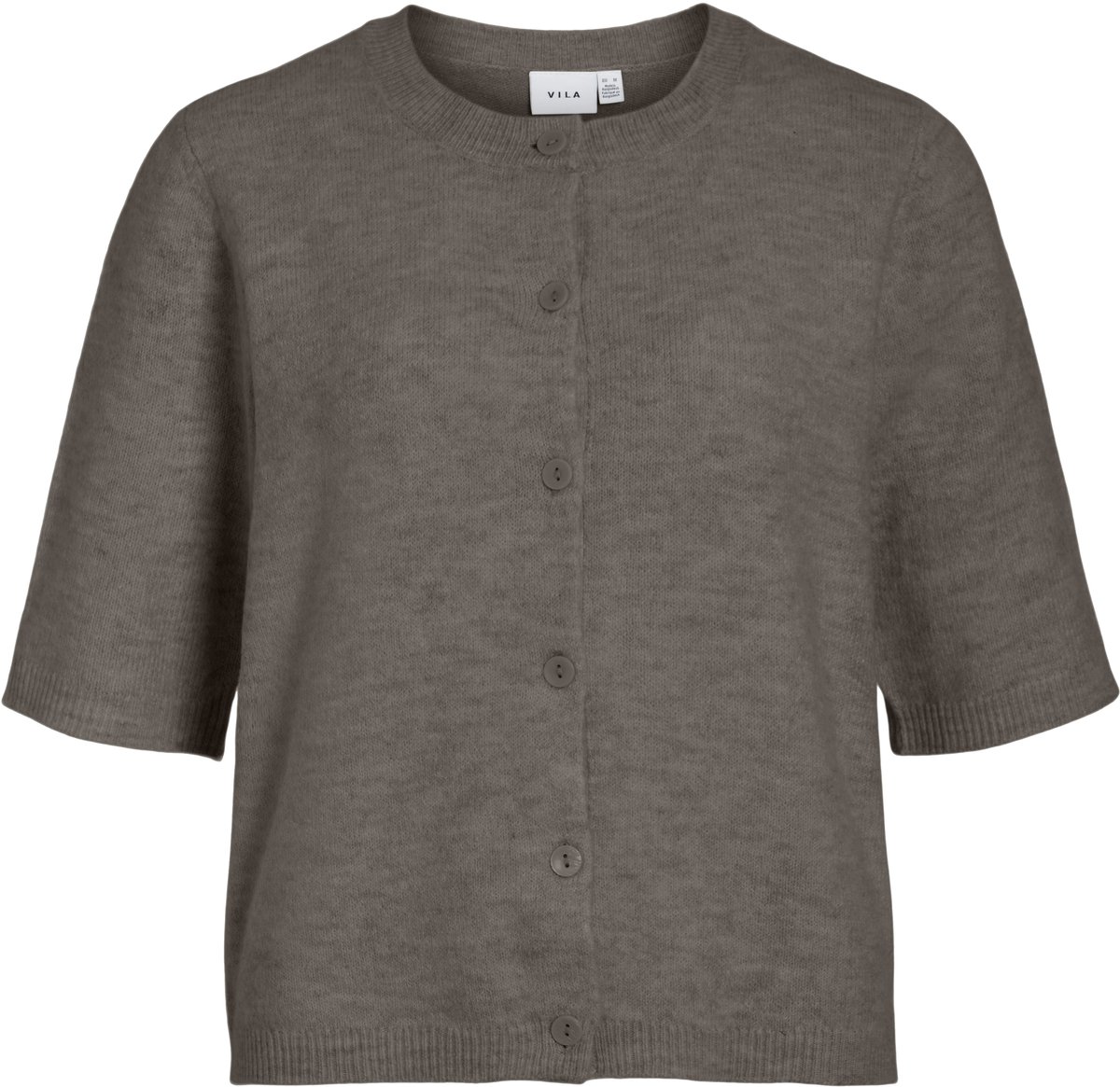 VILA Dames Trui Ronde Hals Knoopsluiting Halflange Mouwen Modieuze Look