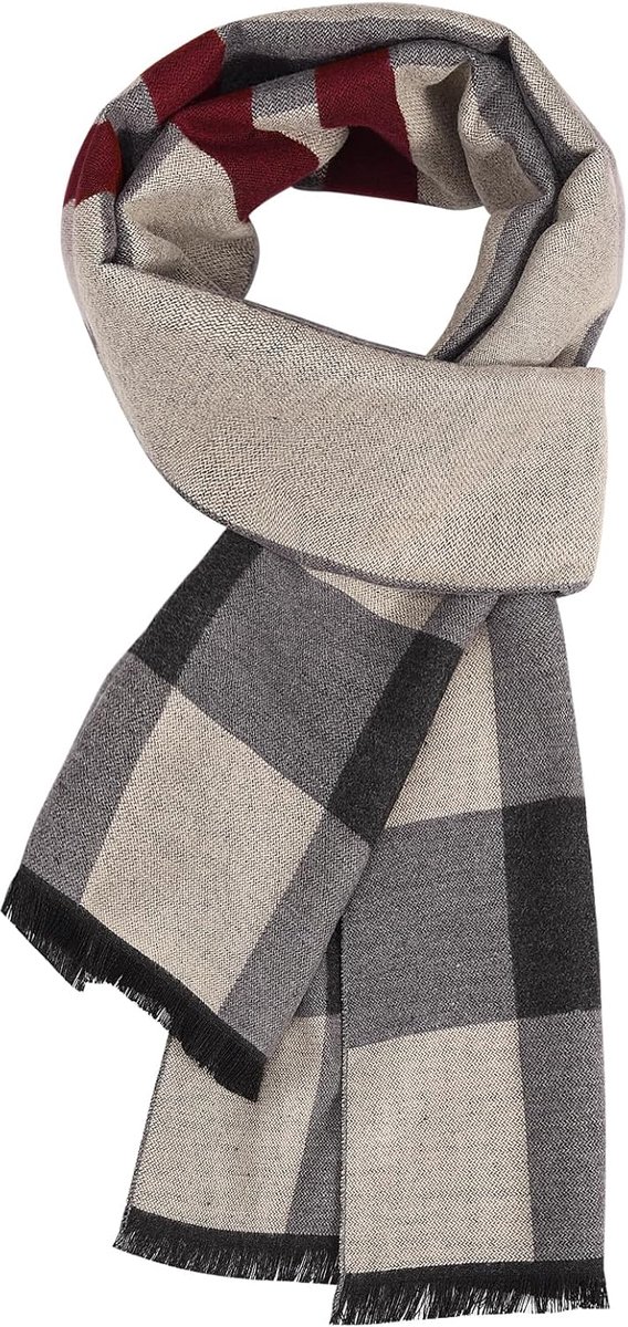 Ibenzoa® Zachte en Comfortabele Heren Sjaal met Klassiek Ruitmotief - Perfect voor Koude Winterdagen