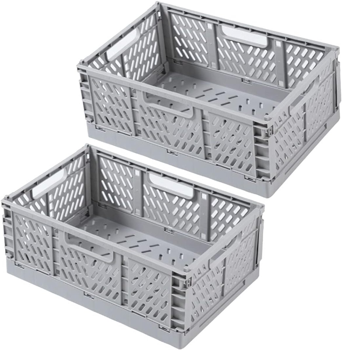 Ibenzoa® Duurzame Opvouwbare Opslagdozen - Kunststof, Grijs, 30x20x12 cm - Voor Diverse Ruimtes