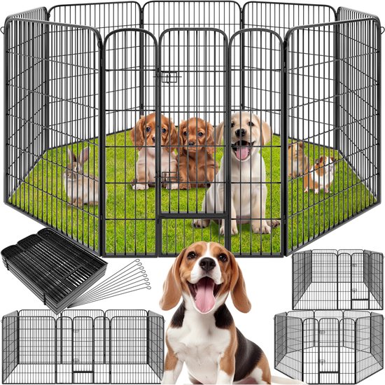 TecTake - cage à chien parc à 8 côtés pour chiots 201 cm - métal - 402501
